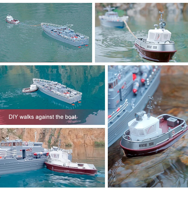 RC Boat 1/32 Remote Control Mini Rescue Boat Dual Motor Waterproof RC Racing Ship 2.4G Watercraft Speedboat Toys for Boys Gifts