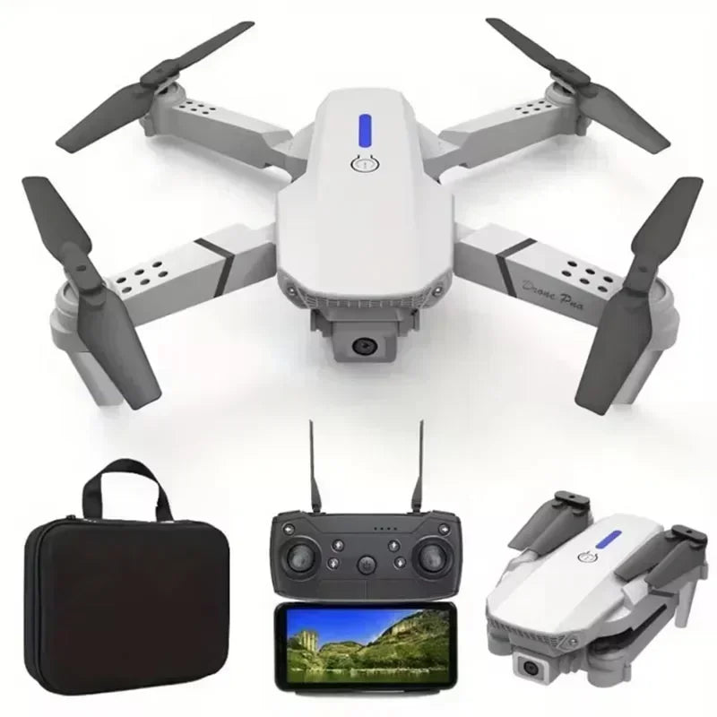 E88 Pro WiFi FPV Drone. Wide-angle HD 4K/1080P camera, height hold, foldable. Ideal RC quadcopter toy for Christmas boys gift.