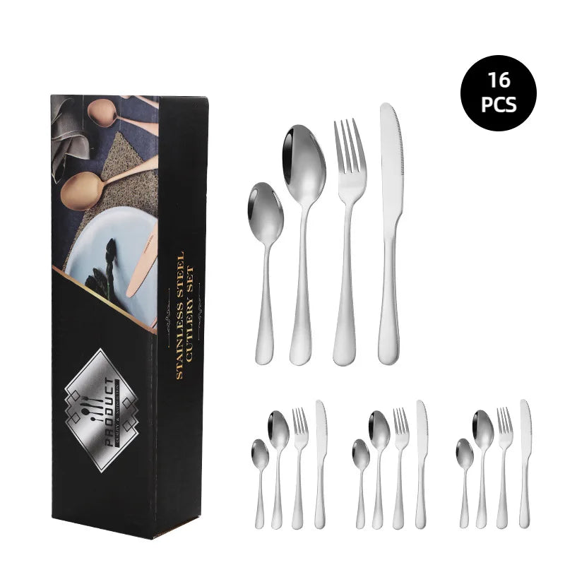 Stainl Steel Western Dining Utensils Set 24-Piece Set Steak Knife Fork Spoon Dinnerware Set Korean Sle Children's Cutler...