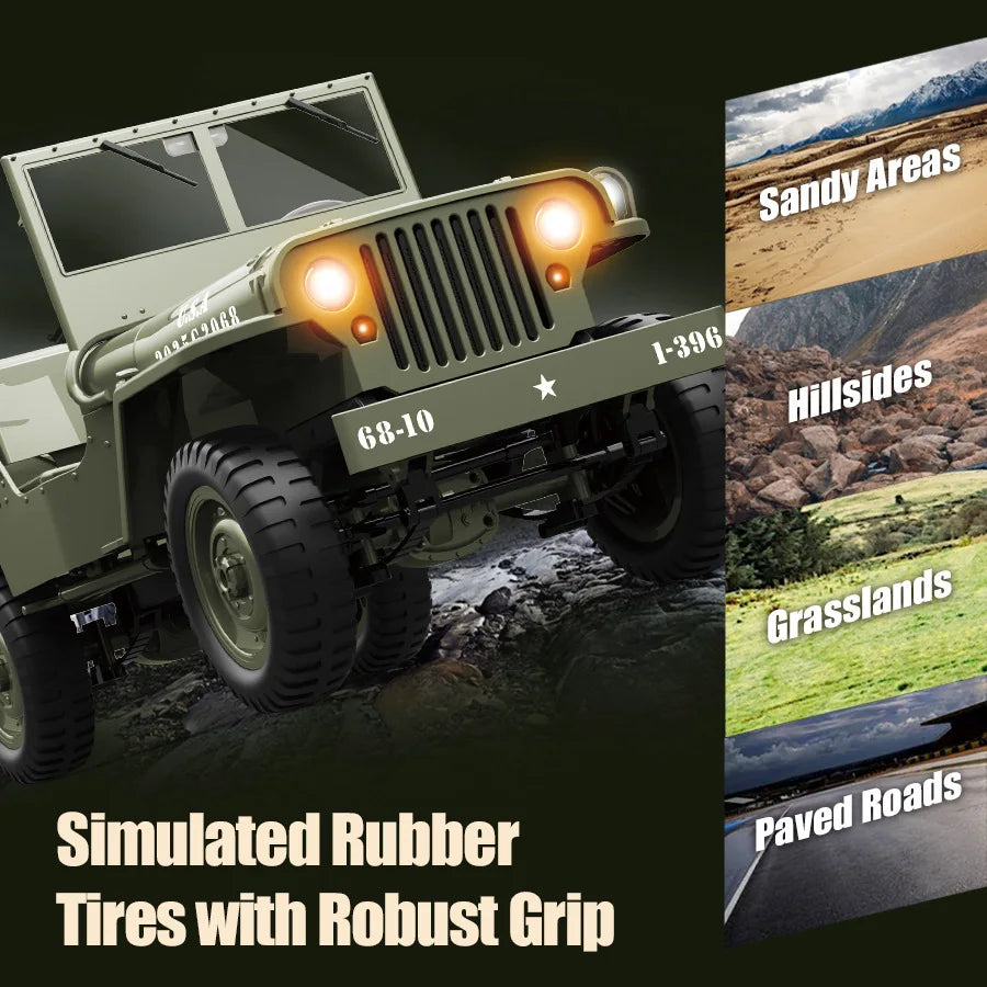 C8815 1/10 WILLYS 2.4G Rc Car 1941 4WD RTR Crawler Climbing Scale Military Truck Offroad Vehicle Adult Toys Gift For Kids