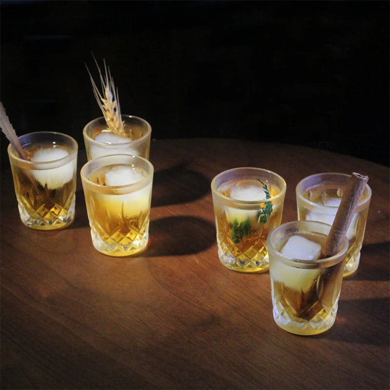 12pcs/8pcs/6pcs/4pcs/2pcs Embossed Glass 50ml Spirits Cups Engraved Tea Drinking Baijiu Cup Water Glass Small Capacity Wine Cup