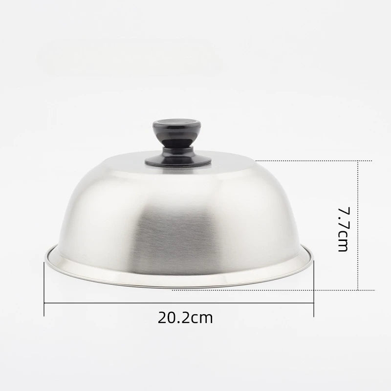 Stainless Steel Frying Pan Covers Barbecue Burgers Sandwiches Steak Round Pot Lids Cover Cookware Cheese Melting Dome
