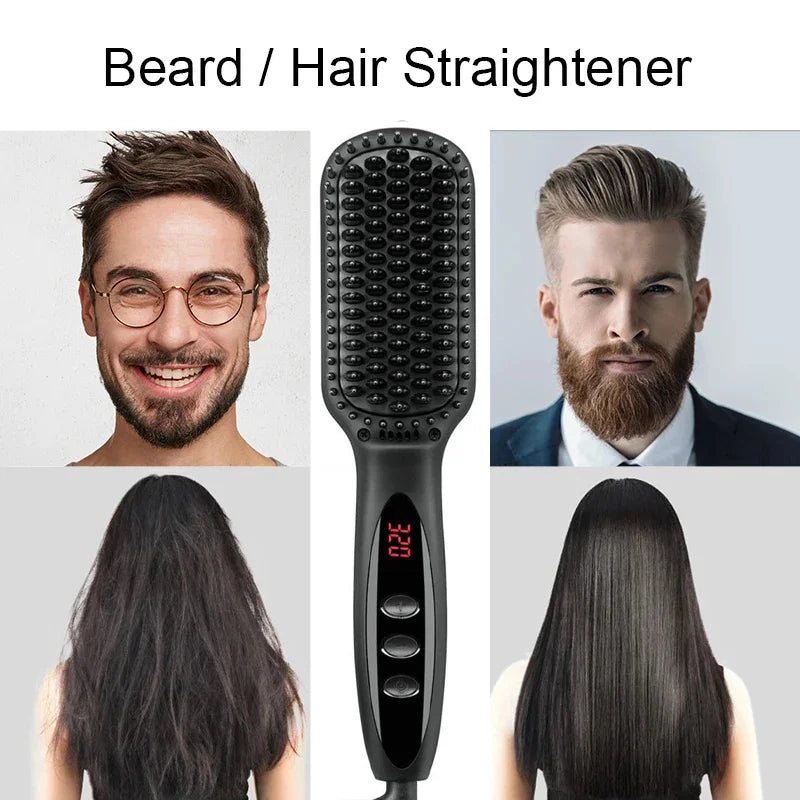 Hair Straightener Brush Comb Electric Hair Brushes Hot Comb Straightener For Hair Anti-scalding Ceramic Beard Straightener Brush