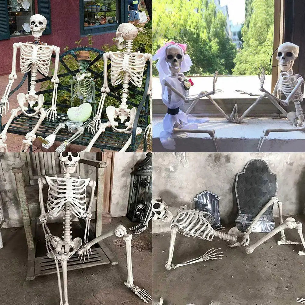 Halloween Human Skeleton Haunted House Hanging Props Home Evil Party Decoration Horror Scary Movable Big Skull Decorations