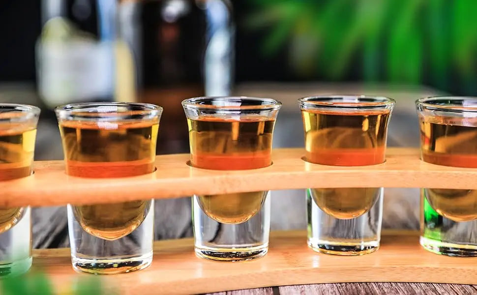 Shot Glasses 6pcs Shot Glass Set 1oz/30ml Shot Glass Holder Heavy Base for Whisky Tequila 6 Shot Glass Serving Tray (6pcs)