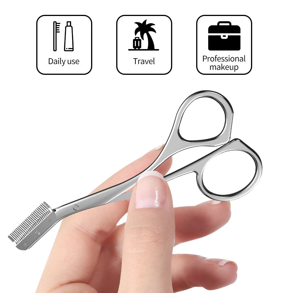 Stainless Steel Eyebrow Scissors With Eyebrow Comb High Quality Makeup Scissors Eyebrow Trimming Knife Hair Remover Shaver Tool