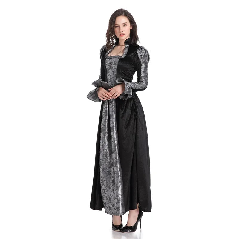 Halloween Day of the Dead Sexy European Medieval Retro Court Gothic Poison Queen Evil Vampire Costume Carnival Party Devil Witch