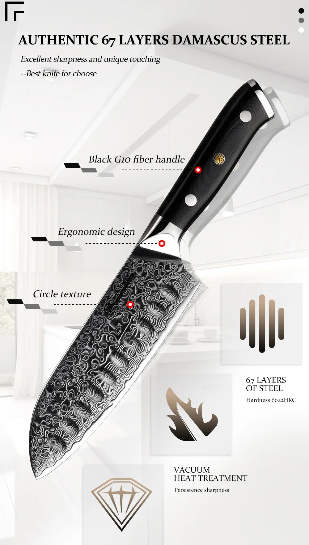 Santoku Knife 5 Inch AUS-10 Japanese Damascus Steel Kitchen Knife 67 Layers High Carbon Stainless Steel Chef Cooking Tools Sharp