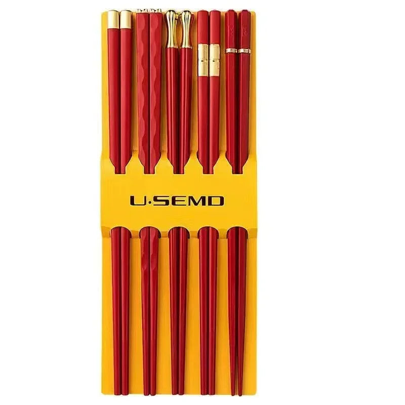 5Pairs Chinese Japanese chopsticks Set Sushi Stick Reusable High Quality Non-Slip For Food Noodle Restaurant Kitchen Tableware