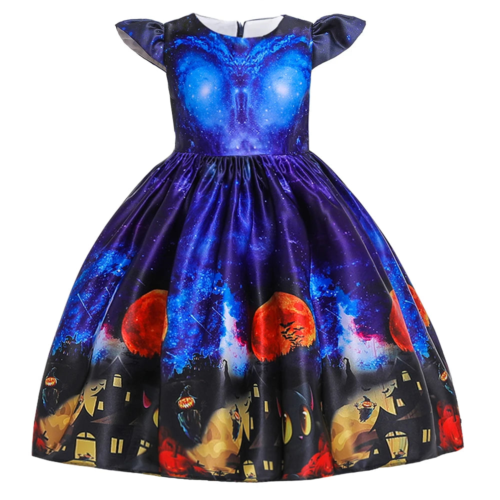 Halloween Bat Gothic Cosplay Girl Costumes Christmas Carnival Kids Pumpkin Birthday Costume for Children Princess Party Dresses