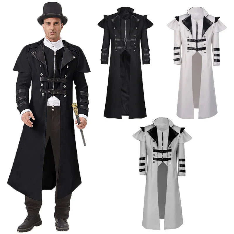 Halloween cosplay: a medieval stage performance costume with a split windbreaker, hat, and scepter for a palace banquet