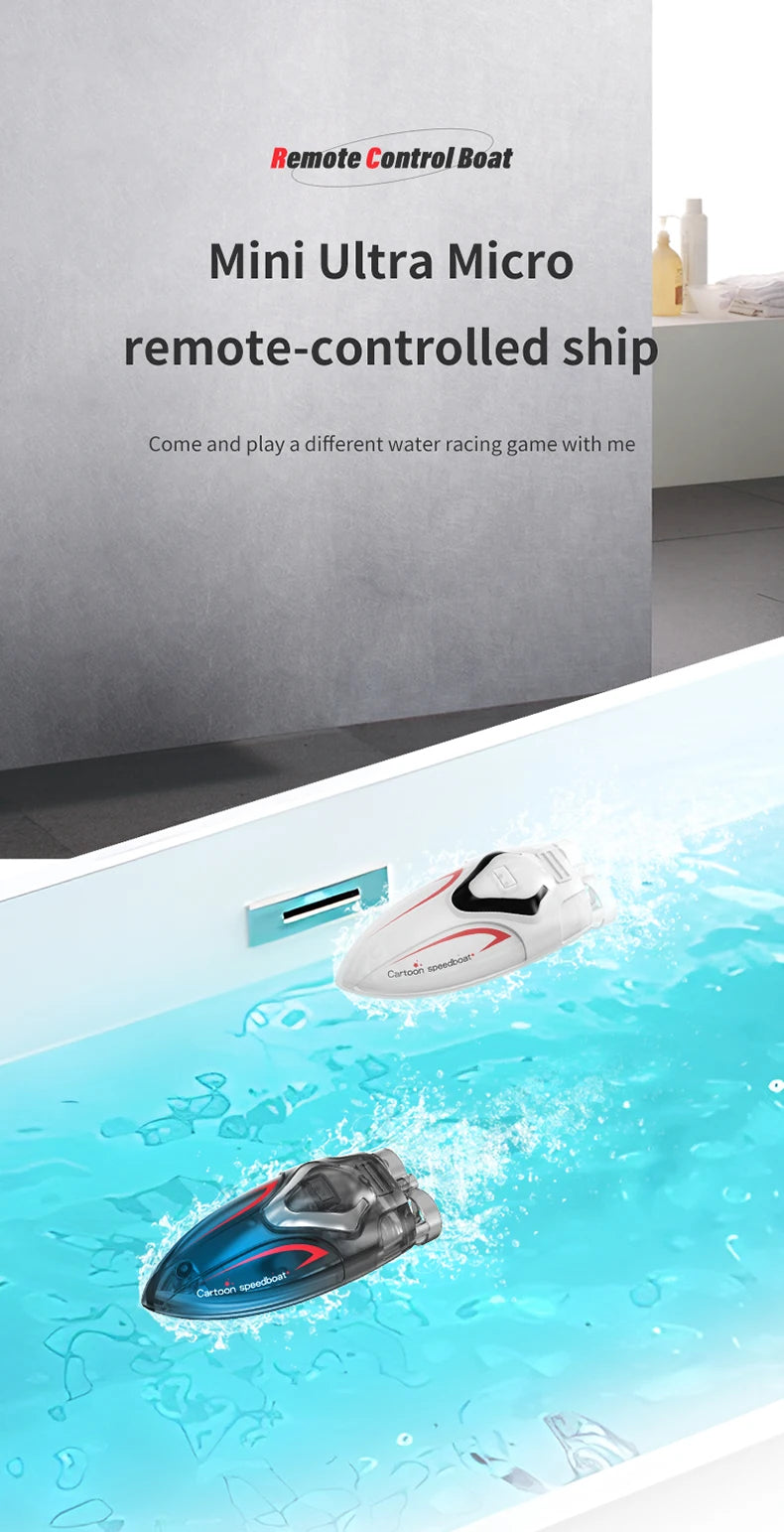 2.4G Electric Racing Boat Waterproof Model Ship Mini LED Light High Speed Remote Control Child Outdoor Toys for Boys Kids Gifts