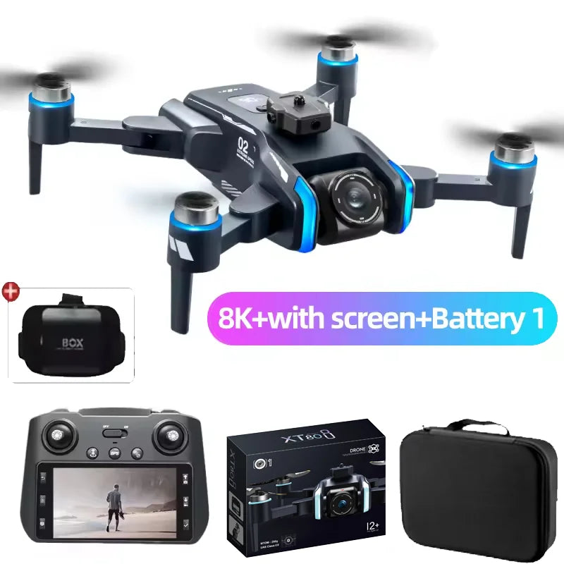 XT808 Screen Display Drones 5G Optical Flow GPS Folding With WIFI Transmission 8K HD Professional Aerial Camera Quadcopters Toys