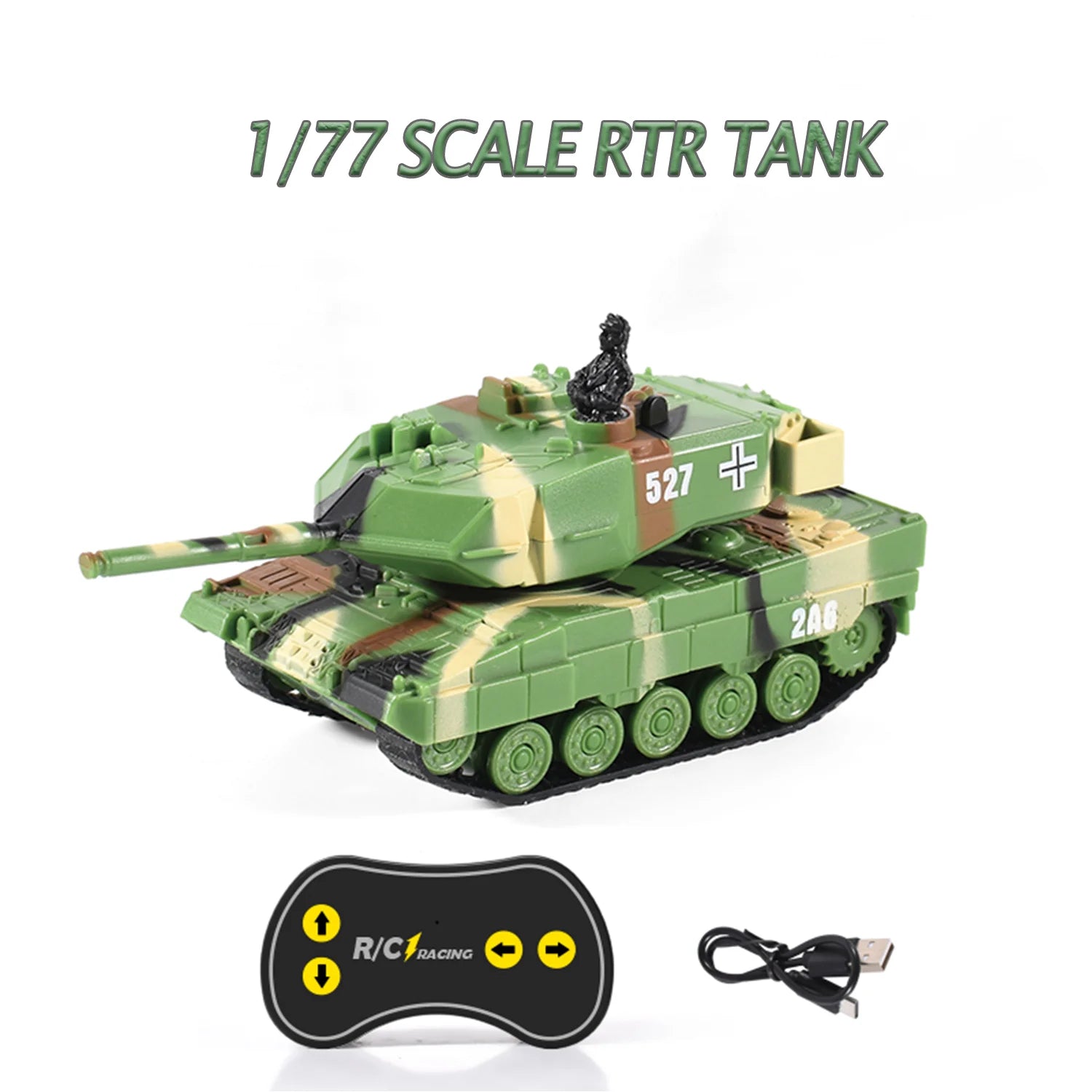 In Stock 1/77 RTR RC Mini Tank German Panther Battle Tank 360°Rotation LED Light 2.4G Remote Control Model Toy for Children Gift