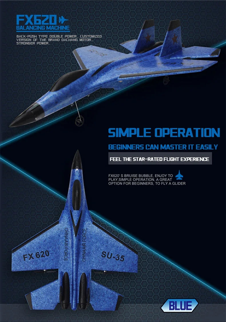 FX620   RC Foam Aircraft SU-35 Plane 2.4G   Remote Control Fighter- Plane Glider Airplane Foam Boys Toys for Children