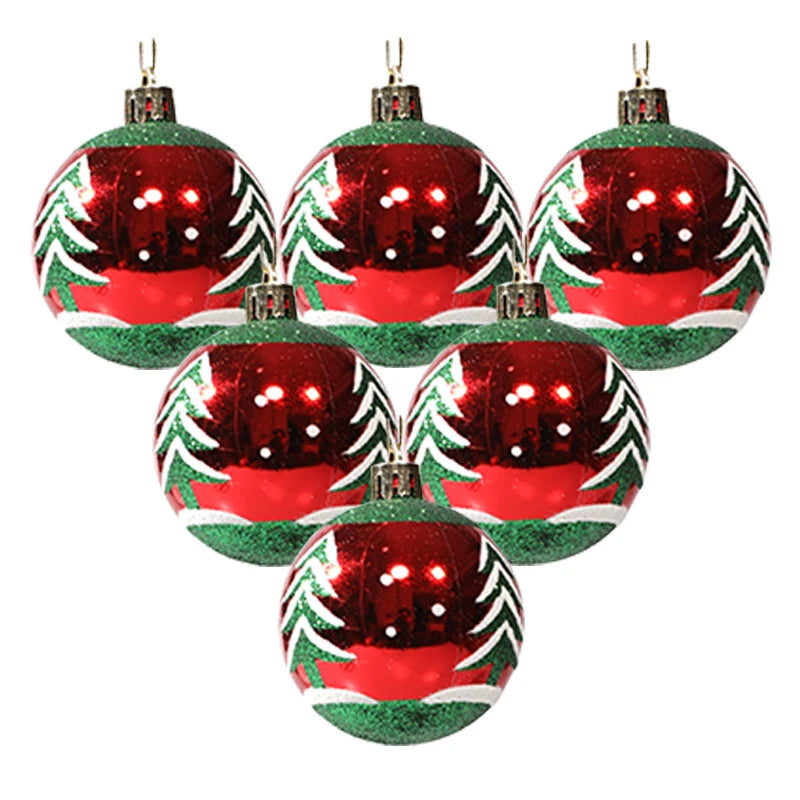 6PCS Xmas Decor Christmas Ball Ornaments Christmas Pendants Hanging Ball for Xmas Trees Wedding Party Holiday