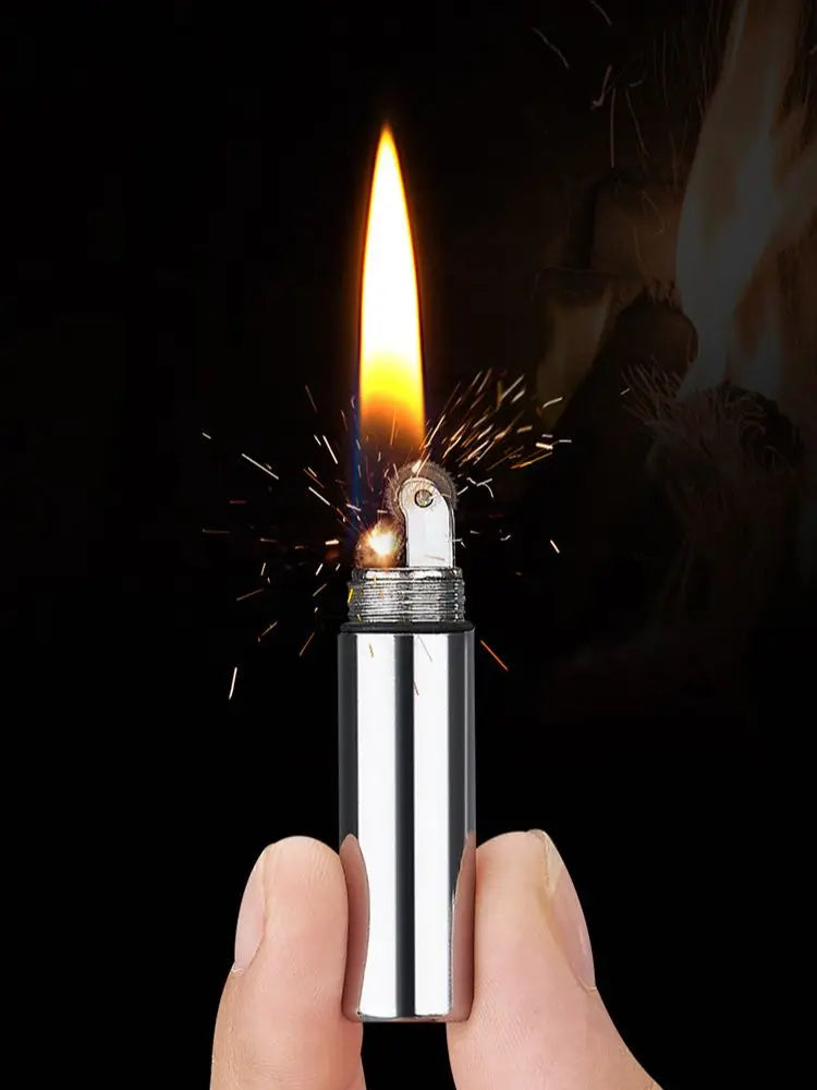 Small Mini Keychain Kerosene Lighter Portable Waterproof Cigarette Lighter Outdoor Survival Tools Sand Wheel Lighter