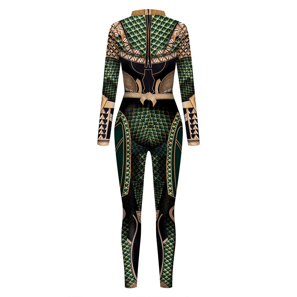 Halloween  Long Sleeve Cosplay Jumpsuit Fashion Combat Print Bodysuit Carnival Adult Morphsuit Spandex Rave Outfits Monos Mujer