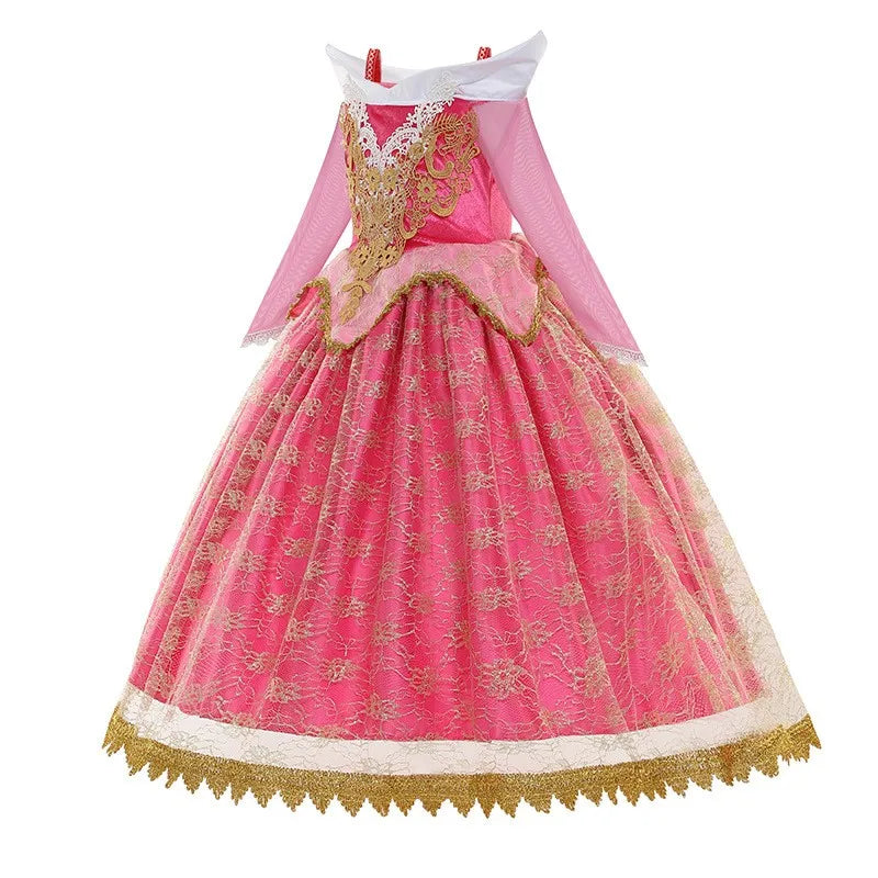 Halloween Costume  Autumn and Winter New Girls Aurora Dress Sleeping Beauty Princess Aurora Skirt Super Fairy Foreign Style Lace