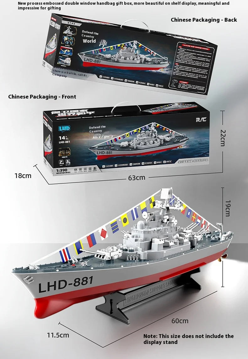 High-Speed Electric Remote Control Boat Speedboat Simulation Warship Oversized Model Launching Adult Children'S Toy Warship.