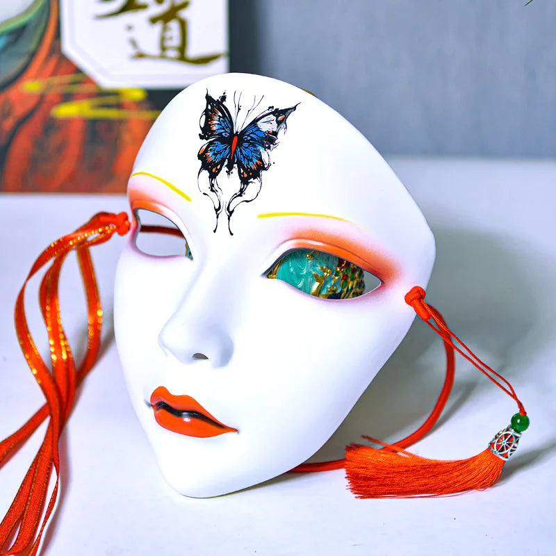 Halloween Animist Adult Party Mask Full Face Chinese Style Hand-Painted Decoration Masquerade Hanfu Accessories Party Decor