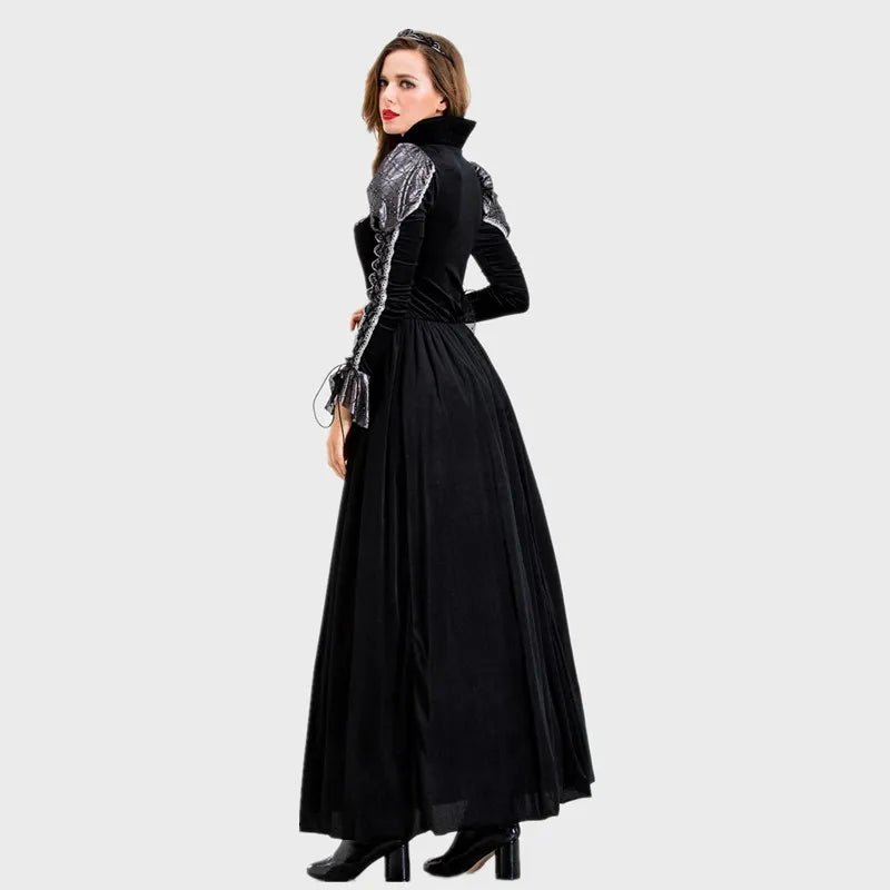 Halloween Day of the Dead Sexy European Medieval Retro Court Gothic Poison Queen Evil Vampire Costume Carnival Party Devil Witch