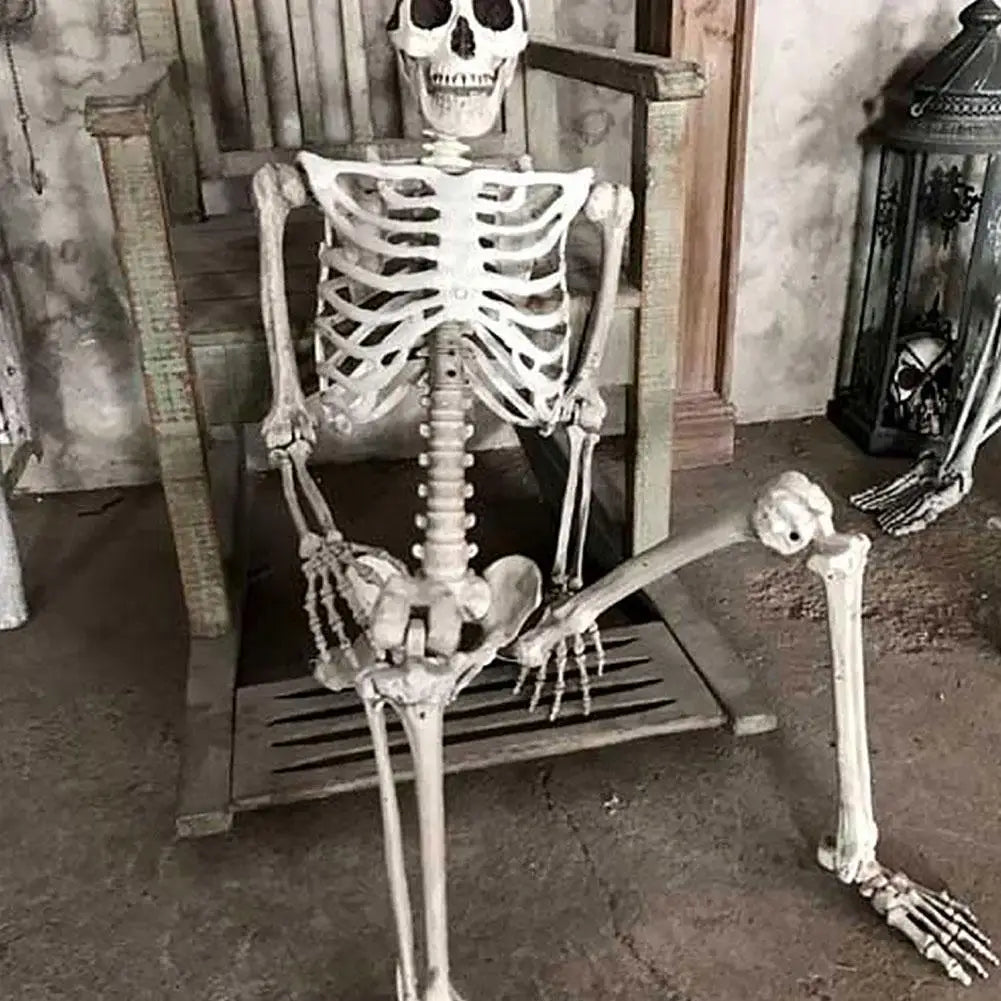 Halloween Human Skeleton Haunted House Hanging Props Home Evil Party Decoration Horror Scary Movable Big Skull Decorations