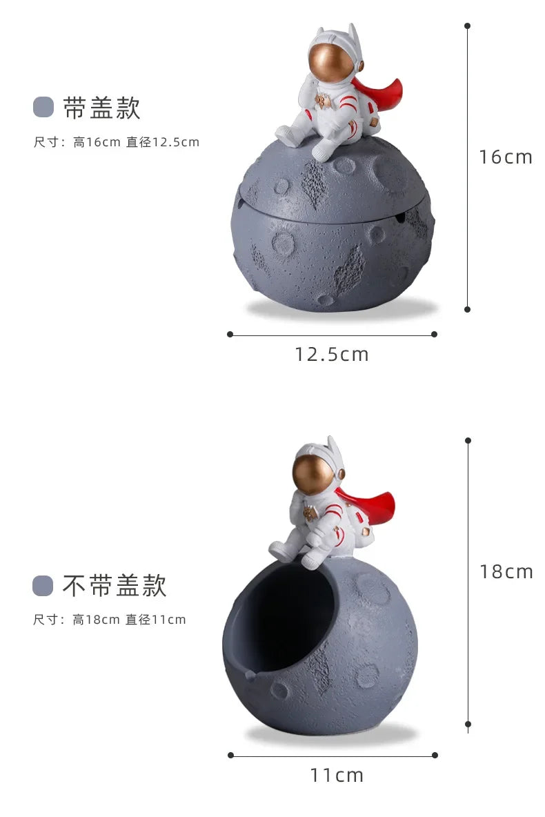 Astronaut ashtray, internet celebrity, creative with cover, anti flying, suitable for home use, personalized office use