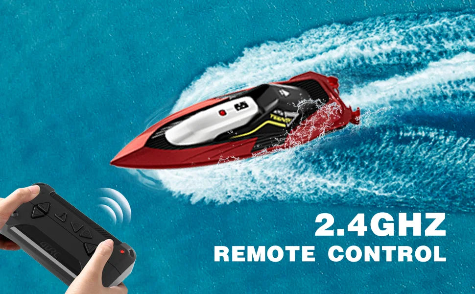 4DRC S5 RC Boat for Pools and Lakes, 2.4 GHz 20+ MPH Racing Boats, Rechargeable Battery,Low Battery Alarm,Gifts