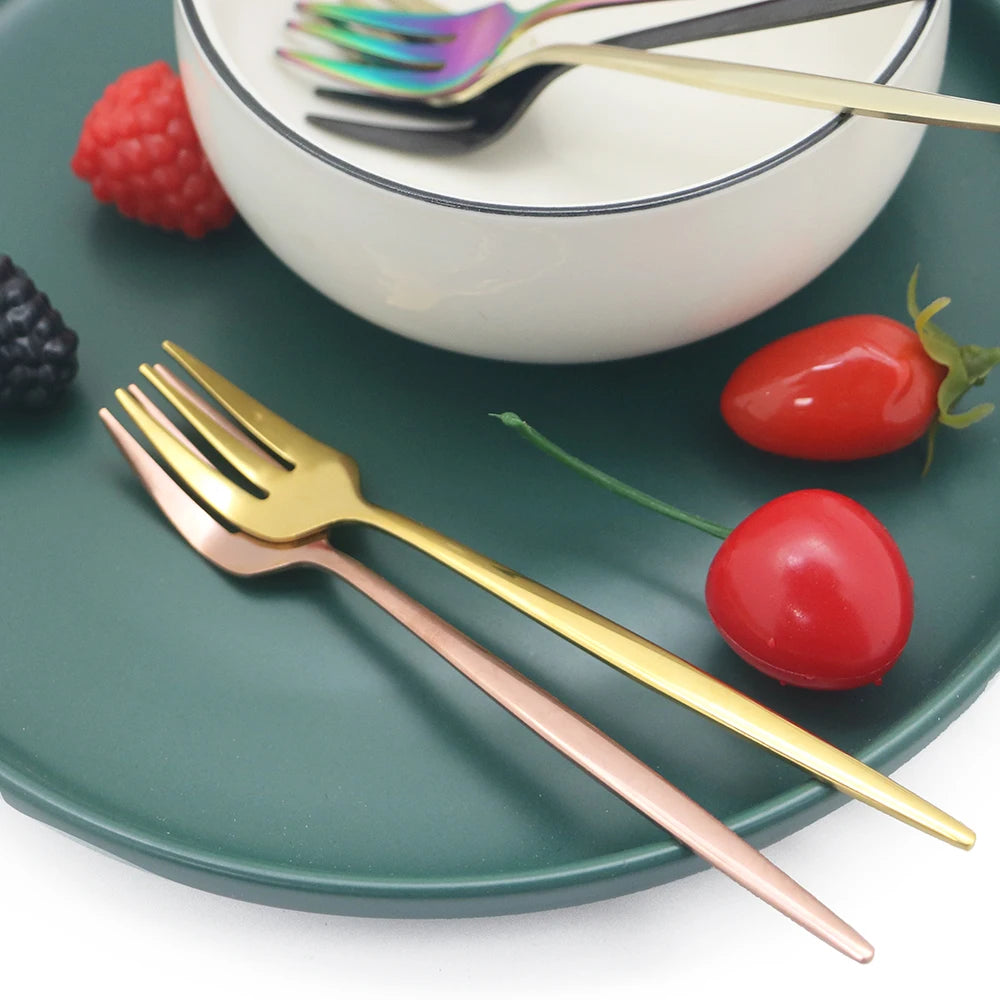 30Pcs Dinnerware Set Dinner Knife Fruit Fork Spoon Cutlery Set Flatware Stainless Steel Kitchen Tableware Silverware Sets
