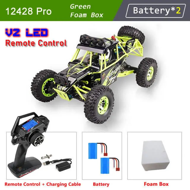 WLtoys 12428 1:12 4WD RC Racing Car High Speed Off-Road Remote Control Alloy Climbing Truck LED Light Buggy Boys Toys Kids Gift