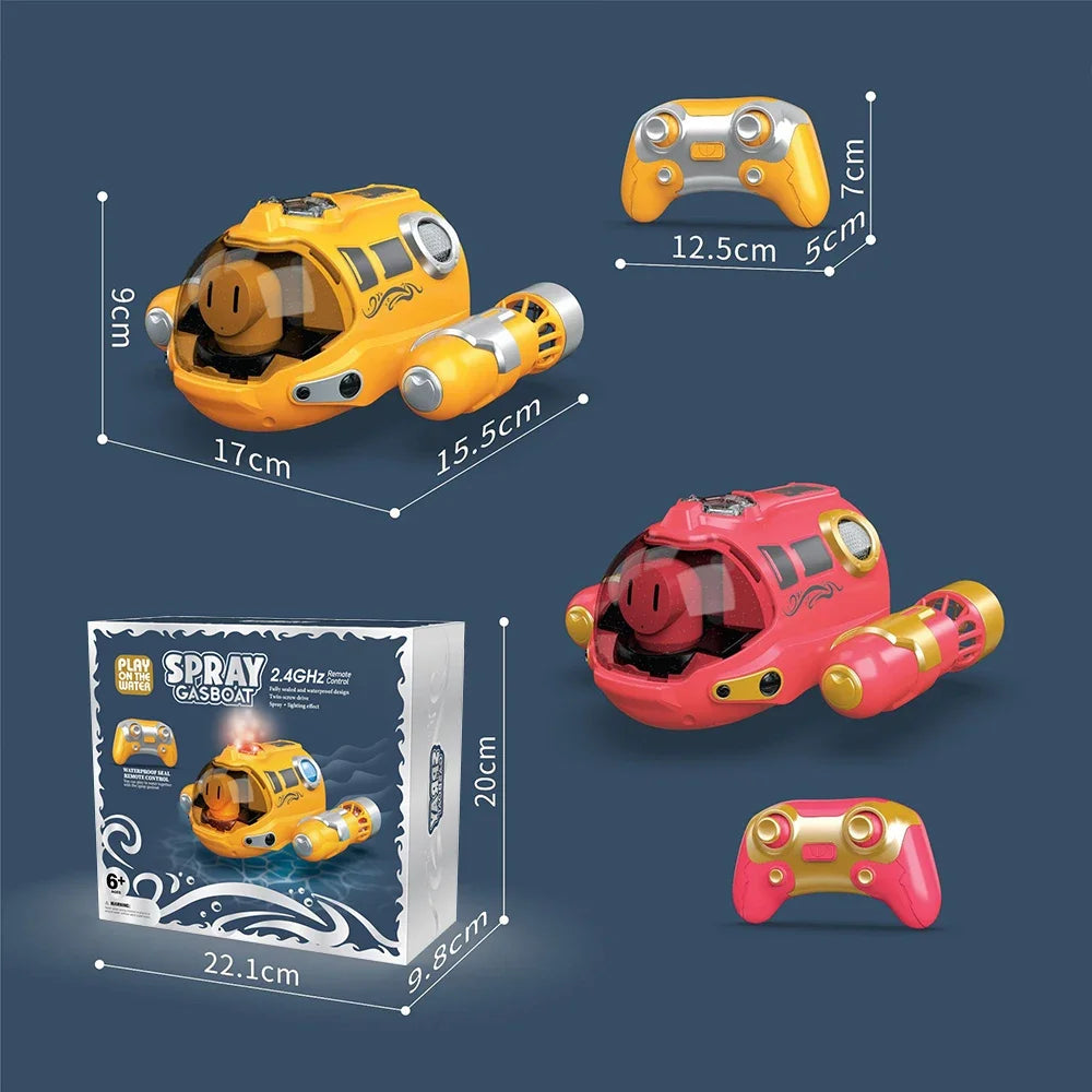 RC Boat Remote Control Boats Spray Powerboat Twin Propeller 2.4G Radio Controlled Ship with Lights Toys for Boys Girl Kids Gifts