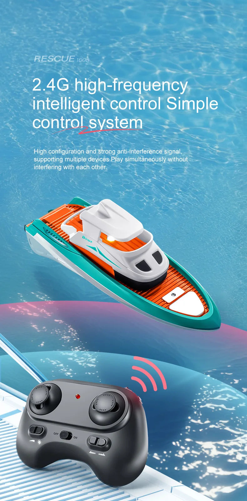 S820 RC Boat Wireless Speedboat 2.4G 1/32 Powerful Dual Motors Electric Remote Control Model Electric Toys for Kids Xmas Gift