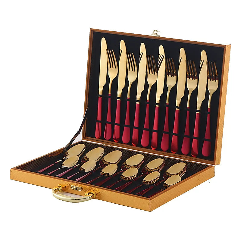 Stainl Steel Western Dining Utensils Set 24-Piece Set Steak Knife Fork Spoon Dinnerware Set Korean Sle Children's Cutler...