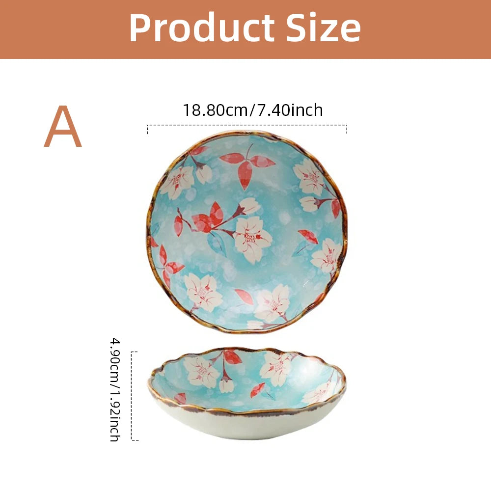 Ceramic Plates, Japanese Ddishes, Home Tableware, Creative Round Dishes, Dinner Plates, High-quality Deep Plates