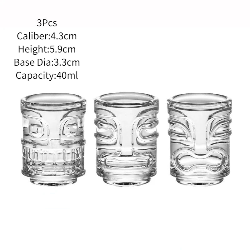 Creative Mini Tiki Glass Cup Shot Glasses Stacking Cups Cocktail Glass Tiki Cup Set With 6 Holes Tray Tiki Bar Accessories