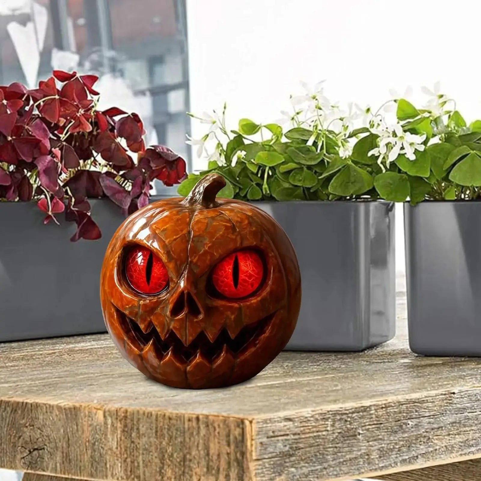 Halloween  Red-Eyed Pumpkin Figurines Desk Ornament Horror Figurines For  Dining Table Showcase Bookshelf Desktop Party gift