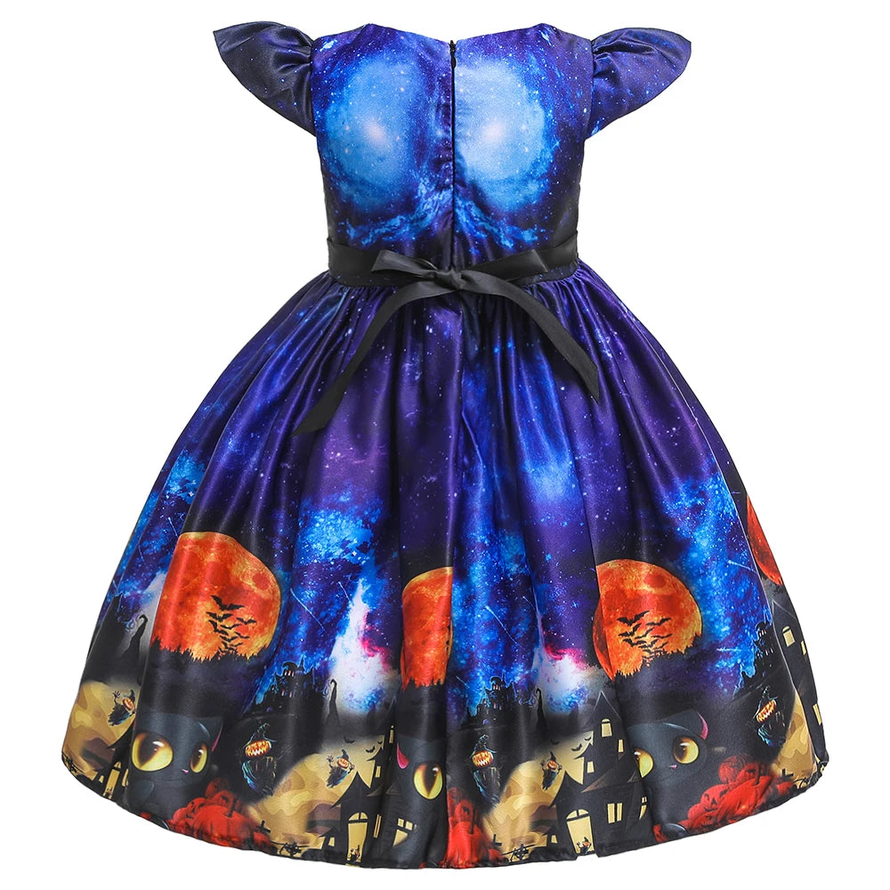 Halloween Bat Gothic Cosplay Girl Costumes Christmas Carnival Kids Pumpkin Birthday Costume for Children Princess Party Dresses