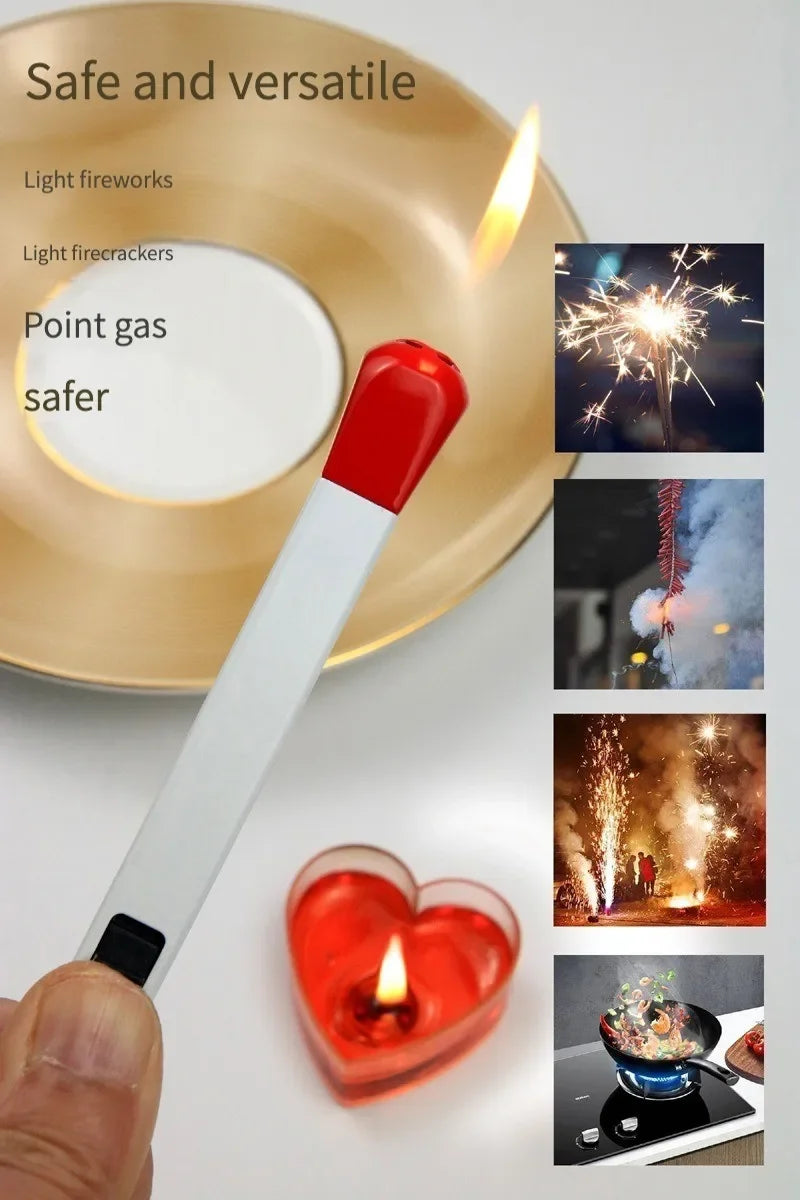 Creative Matchstick Shaped Lighter Refillable Practical Long Matchstick Lighter Adjustable Metal Lighter for Fireplaces Camping