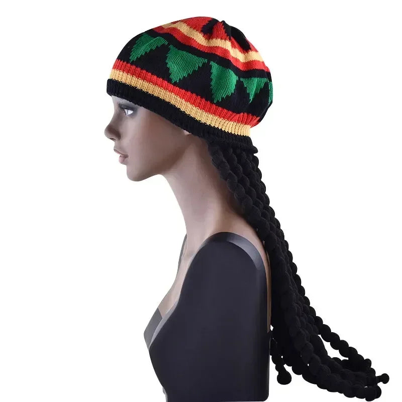 Halloween Costume d'Halloween pour Homme, Ensemble Pantalon, Chemise, Frange, Cadre en Verre, Collier, Chapeau Rasta, Dreadlocks