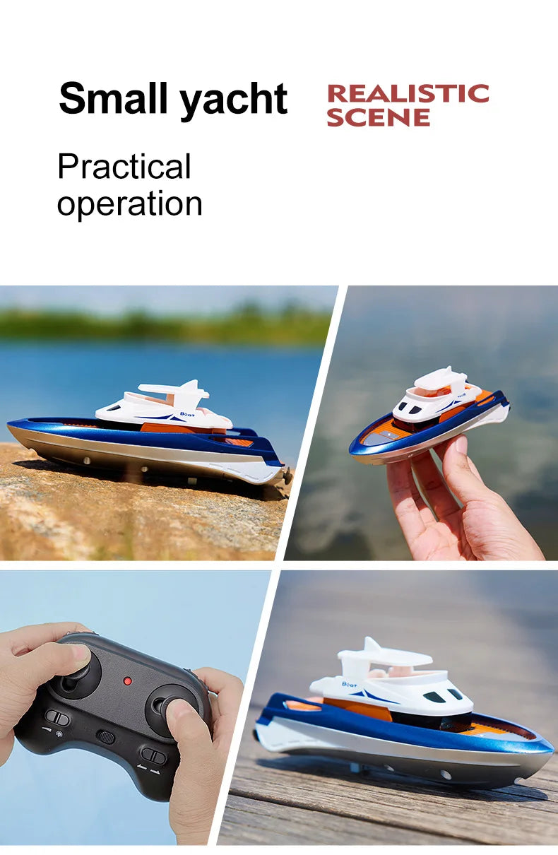 S820 RC Boat Wireless Speedboat 2.4G 1/32 Powerful Dual Motors Electric Remote Control Model Electric Toys for Kids Xmas Gift