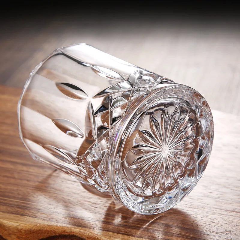 6pcs/4pcs/2pcs/1pcs Whiskey Cup Crystal Glass 230ml Wine Cup Transparent Drinkware for Bar/Home Spirit Cups Embossed Water Cup