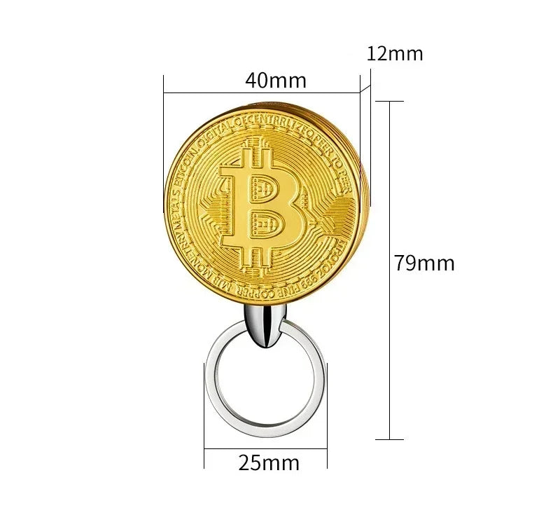 Bitcoin Torch Lighter Virtual Commemorative Coin Pendant Lighter Refillable Butane Gas Lighter Portable Cigarette Accessory