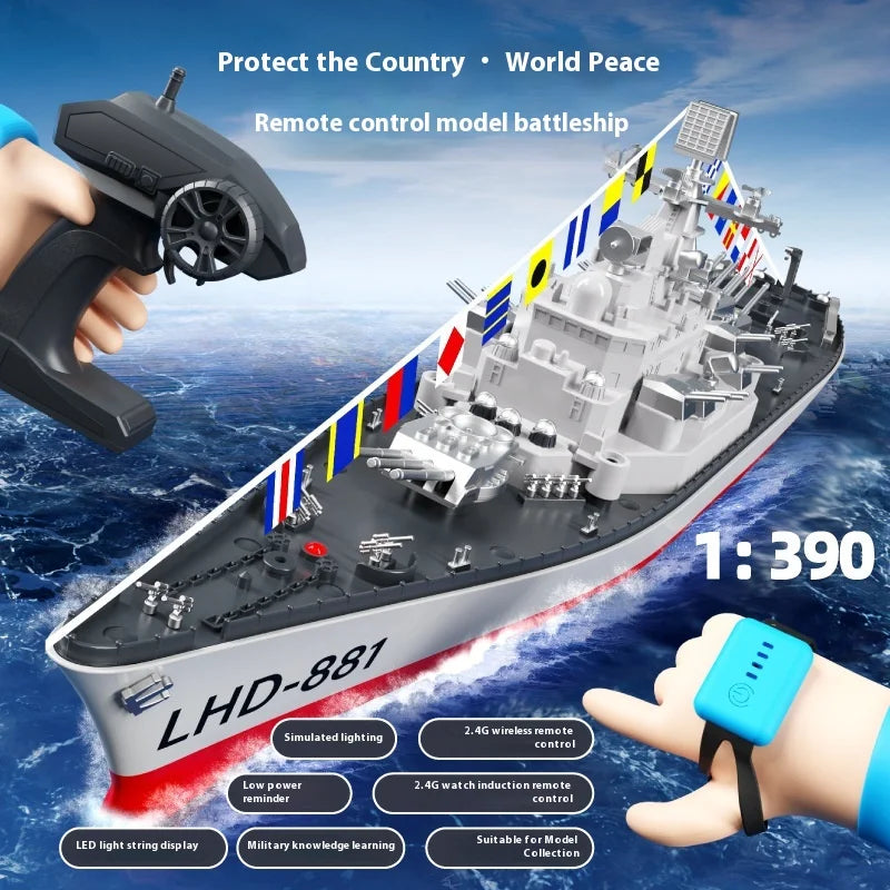 High-Speed Electric Remote Control Boat Speedboat Simulation Warship Oversized Model Launching Adult Children'S Toy Warship.