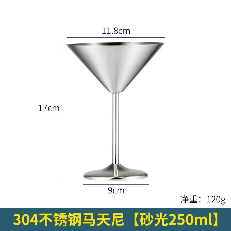 304 Stainless Steel Martini Cocktail Glass Champagne Goblet Wine Cup Rose Gold Personalized Design Karaoke Bar Metal Utensils