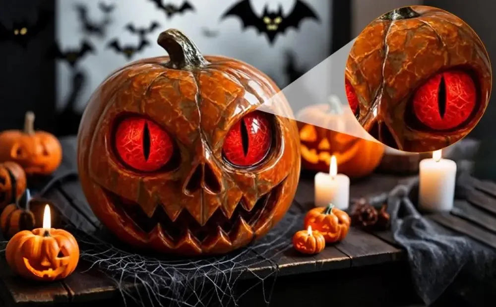 Halloween  Red-Eyed Pumpkin Figurines Desk Ornament Horror Figurines For  Dining Table Showcase Bookshelf Desktop Party gift