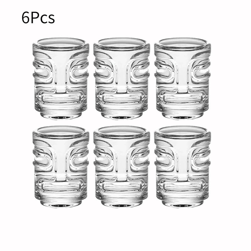 Creative Mini Tiki Glass Cup Shot Glasses Stacking Cups Cocktail Glass Tiki Cup Set With 6 Holes Tray Tiki Bar Accessories