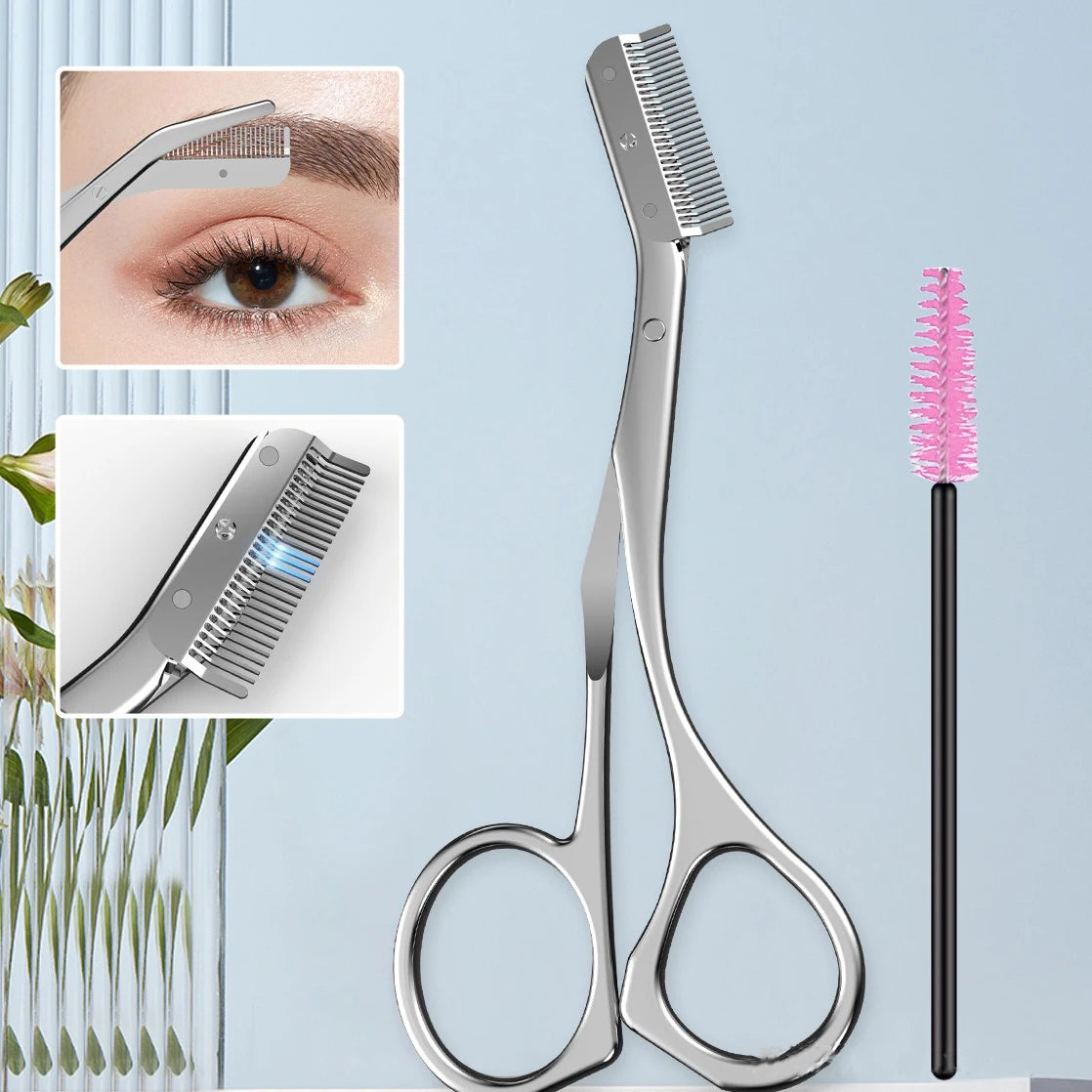 Stainless Steel Eyebrow Scissors With Eyebrow Comb High Quality Makeup Scissors Eyebrow Trimming Knife Hair Remover Shaver Tool