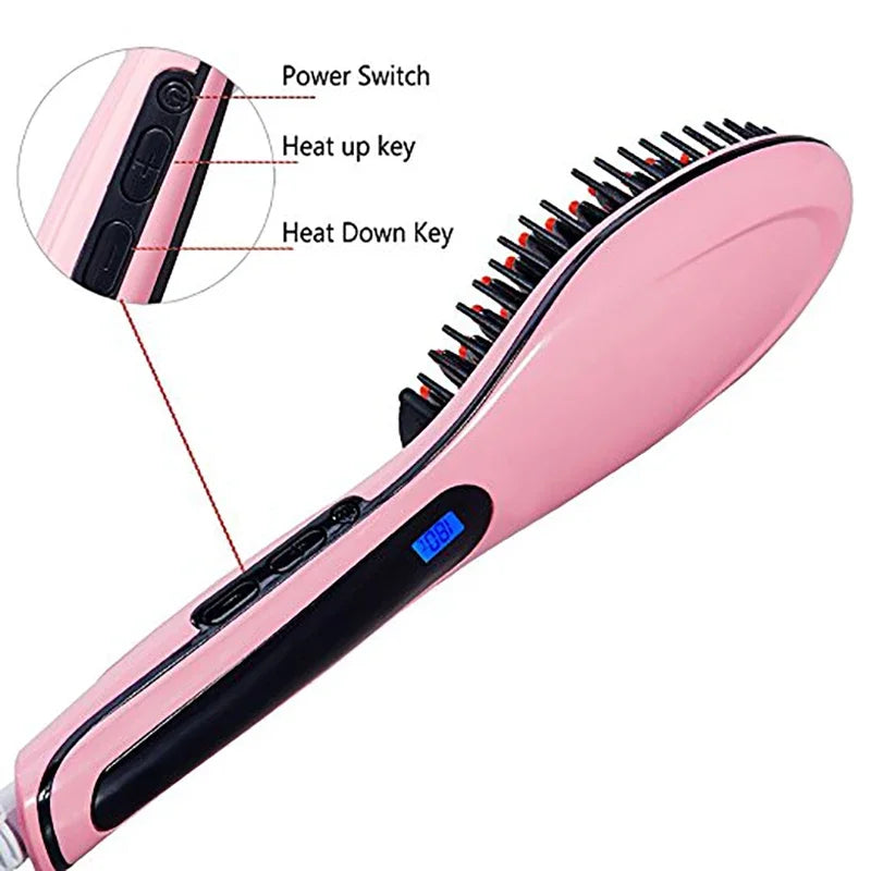 Electric Hair Straightener Ceramic Hot Combs Straightener Heating Combs Men Beard Straightener Brush Profissional Styling Tools