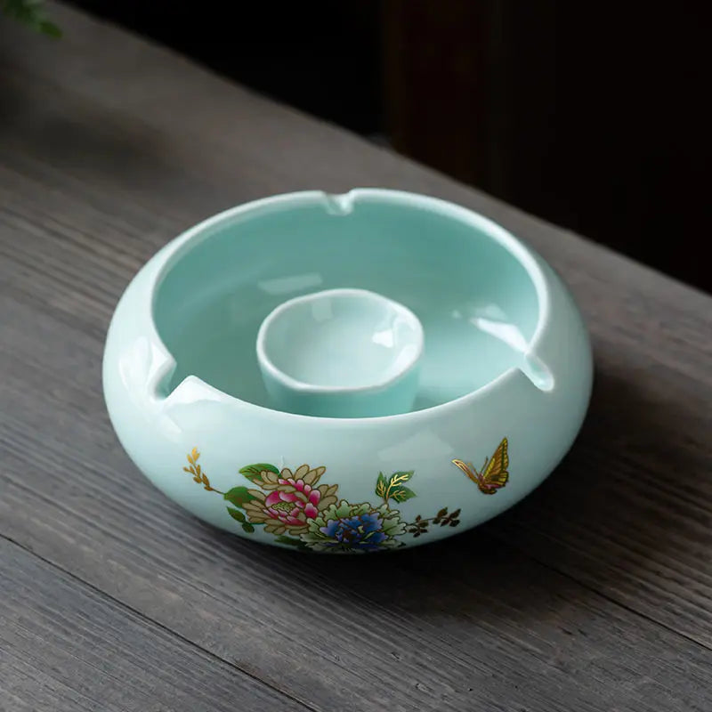 Retro Ceramic  Ashtray Tray Coffee Shop  Desktop Creative Ornaments Living Room TV Cabinet  Ashtrays with Lid Home Decoration